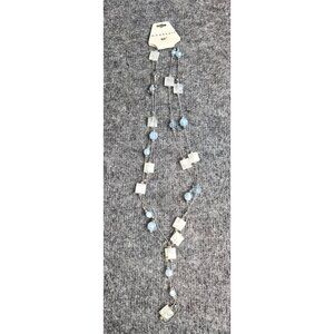 M.Haskell 60" Beaded Necklace In Blue Glass & Silver Tone Layers New With Tags